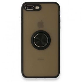 Alan Şanslı iPhone 7 Plus Montreal Yüzüklü Silikon Kapak Siyah Cep Telefonu Kılıfı