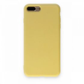 Alan Şanslı iPhone 7 Plus Nano İçi Kadife Silikon Sarı Cep Telefonu Kılıfı