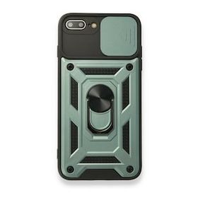 Alan Şanslı iPhone 7 Plus Pars Lens Yüzüklü Silikon Yeşil Cep Telefonu Kılıfı