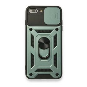 Alan Şanslı iPhone 7 Plus Pars Lens Yüzüklü Silikon Yeşil Cep Telefonu Kılıfı