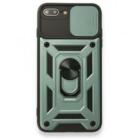 Alan Şanslı iPhone 7 Plus Pars Lens Yüzüklü Silikon Yeşil Cep Telefonu Kılıfı
