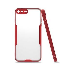 Alan Şanslı iPhone 7 Plus Platin Silikon Kırmızı Cep Telefonu Kılıfı