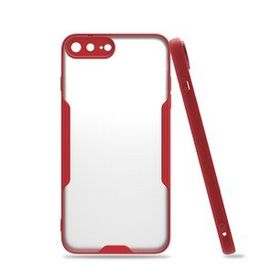 Alan Şanslı iPhone 7 Plus Platin Silikon Kırmızı Cep Telefonu Kılıfı