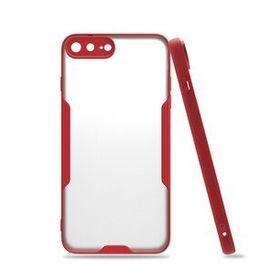 Alan Şanslı iPhone 7 Plus Platin Silikon Kırmızı Cep Telefonu Kılıfı