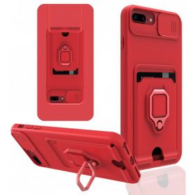 Alan Şanslı iPhone 7 Plus Zuma Kartvizitli Yüzüklü Silikon Kırmızı Kılıf