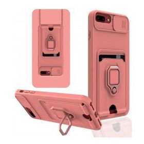 Alan Şanslı iPhone 7 Plus Zuma Kartvizitli Yüzüklü Silikon Pembe Kılıf