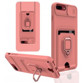 Alan Şanslı iPhone 7 Plus Zuma Kartvizitli Yüzüklü Silikon Pembe Kılıf