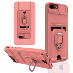 Alan Şanslı iPhone 7 Plus Zuma Kartvizitli Yüzüklü Silikon Pembe Kılıf