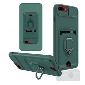 Alan Şanslı iPhone 7 Plus Zuma Kartvizitli Yüzüklü Silikon Yeşil Kılıf
