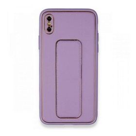 Alan Şanslı iPhone X Coco Deri Standlı Kapak Koyu Lila Kılıf