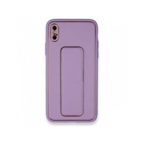 Alan Şanslı iPhone X Coco Deri Standlı Kapak Koyu Lila Kılıf