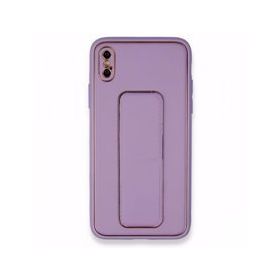 Alan Şanslı iPhone X Coco Deri Standlı Kapak Koyu Lila Kılıf
