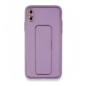 Alan Şanslı iPhone X Coco Deri Standlı Kapak Koyu Lila Kılıf