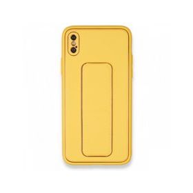 Alan Şanslı iPhone X Coco Deri Standlı Kapak Sarı Kılıf