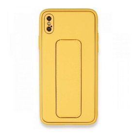 Alan Şanslı iPhone X Coco Deri Standlı Kapak Sarı Kılıf