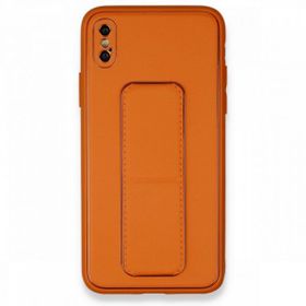 Alan Şanslı iPhone X Coco Deri Standlı Kapak Turuncu Kılıf