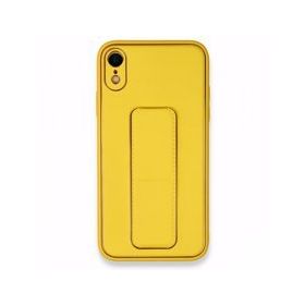 Alan Şanslı iPhone XR Coco Deri Standlı Kapak Sarı Kılıf