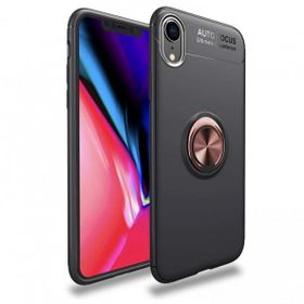 Alan Şanslı iPhone XR Range Yüzüklü Silikon Siyah Gold Kılıf