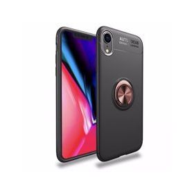 Alan Şanslı iPhone XR Range Yüzüklü Silikon Siyah Gold Kılıf