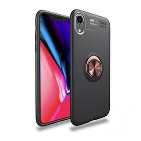 Alan Şanslı iPhone XR Range Yüzüklü Silikon Siyah Gold Kılıf