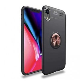 Alan Şanslı iPhone XR Range Yüzüklü Silikon Siyah Gold Kılıf