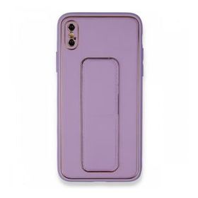 Alan Şanslı iPhone XS Coco Deri Standlı Kapak Koyu Lila Kılıf