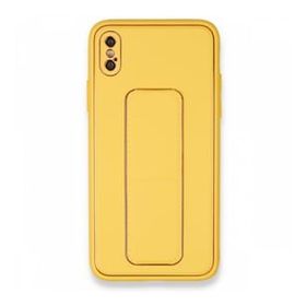 Alan Şanslı iPhone XS Coco Deri Standlı Kapak Sarı Kılıf