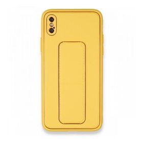 Alan Şanslı iPhone XS Coco Deri Standlı Kapak Sarı Kılıf