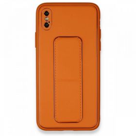 Alan Şanslı iPhone XS Coco Deri Standlı Kapak Turuncu Kılıf