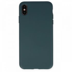 Alan Şanslı iPhone XS Kılıf Nano içi Kadife Silikon Koyu Yeşil Kılıf