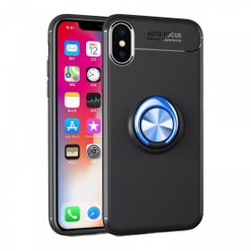 Alan Şanslı iPhone XS Kılıf Range Yüzüklü Silikon Siyah Mavi Kılıf