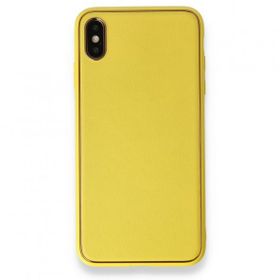 Alan Şanslı iPhone XS Max Coco Sarı Deri Silikon Kapak Kılıf
