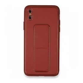 Alan Şanslı iPhone XS Max Kılıf Coco Deri Standlı Kapak Fuşya Kılıf