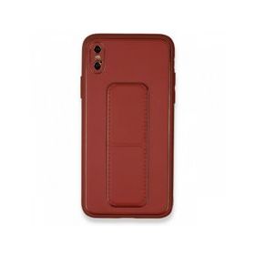 Alan Şanslı iPhone XS Max Kılıf Coco Deri Standlı Kapak Fuşya Kılıf