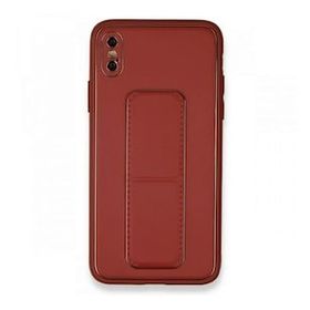 Alan Şanslı iPhone XS Max Kılıf Coco Deri Standlı Kapak Fuşya Kılıf