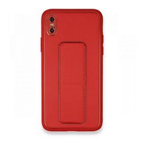 Alan Şanslı iPhone XS Max Kılıf Coco Deri Standlı Kapak Kırmızı Kılıf