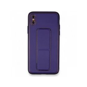 Alan Şanslı iPhone XS Max Kılıf Coco Deri Standlı Kapak Mor Kılıf