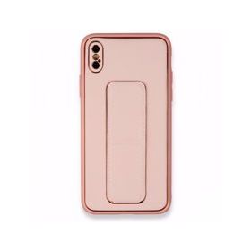 Alan Şanslı iPhone XS Max Kılıf Coco Deri Standlı Kapak Pembe Kılıf