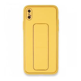 Alan Şanslı iPhone XS Max Kılıf Coco Deri Standlı Kapak Sarı Kılıf