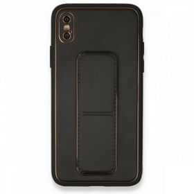 Alan Şanslı iPhone XS Max Kılıf Coco Deri Standlı Kapak Siyah Kılıf