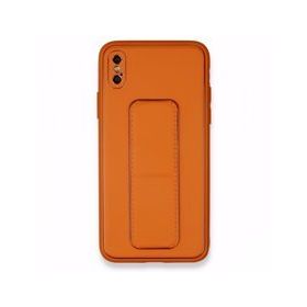 Alan Şanslı iPhone XS Max Kılıf Coco Deri Standlı Kapak Turuncu Kılıf