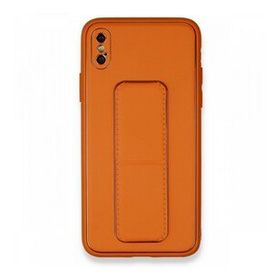 Alan Şanslı iPhone XS Max Kılıf Coco Deri Standlı Kapak Turuncu Kılıf