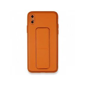 Alan Şanslı iPhone XS Max Kılıf Coco Deri Standlı Kapak Turuncu Kılıf