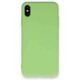 Alan Şanslı iPhone XS Max Kılıf Nano içi Kadife Silikon Açık Yeşil Kılıf