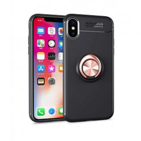 Alan Şanslı iPhone XS Max Kılıf Range Yüzüklü Silikon Siyah Gold Kılıf