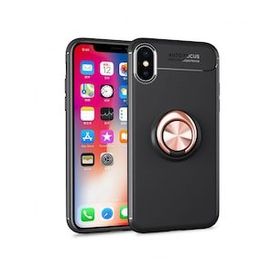 Alan Şanslı iPhone XS Max Kılıf Range Yüzüklü Silikon Siyah Gold Kılıf