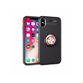 Alan Şanslı iPhone XS Max Kılıf Range Yüzüklü Silikon Siyah Gold Kılıf