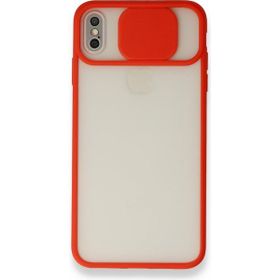 Alan Şanslı iPhone Xs Max Palm Buzlu Kamera Sürgülü Kırmızı Silikon Kılıf