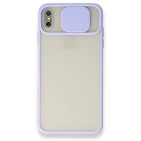 Alan Şanslı iPhone Xs Max Palm Buzlu Kamera Sürgülü Lila Silikon Kılıf