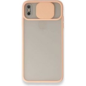 Alan Şanslı iPhone Xs Max Palm Buzlu Kamera Sürgülü Pembe Silikon Kılıf